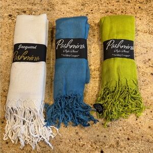 Ashley Cooper Pashmina Style Scarves - Cream, Blue, Green